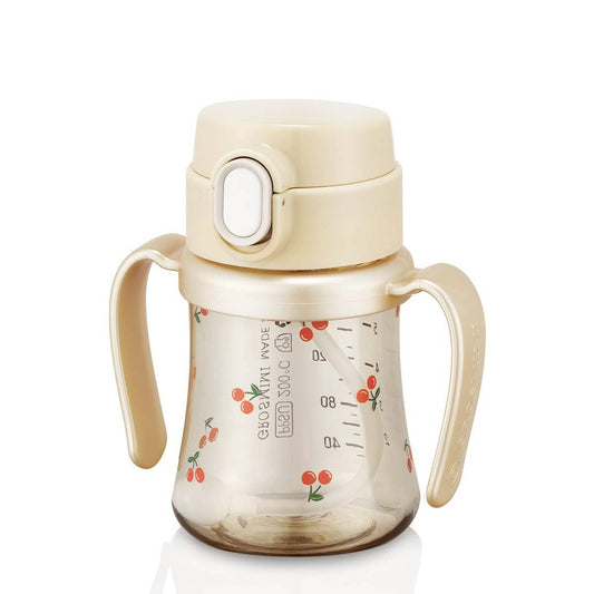 韩国Grosmimi Cherrish Weighted PPSU Straw Cup - 200mL - Pure Gold