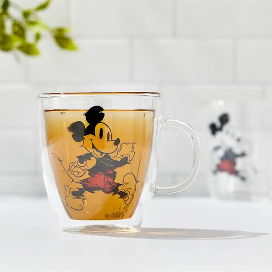 美国JoyJolt-Disney Mickey Mouse Glitch Double Wall Glass Mugs-2个装
