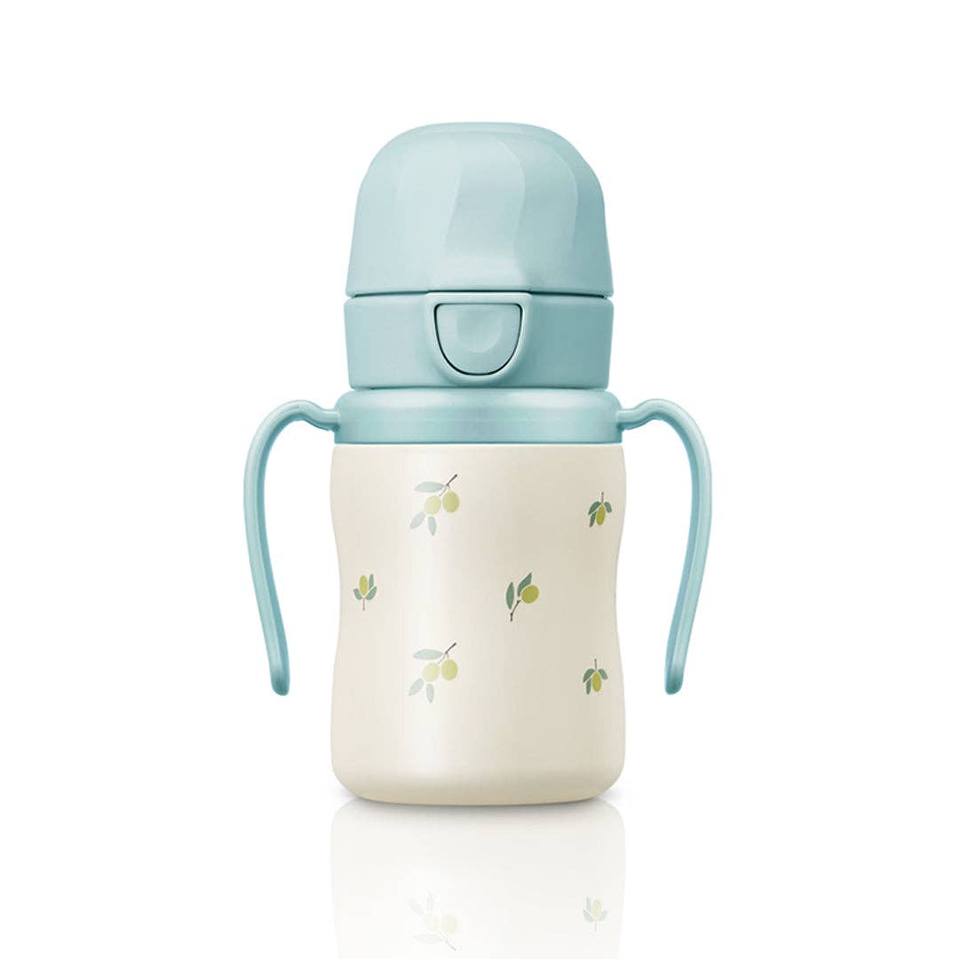 韩国Grosmimi Stainless Steel Straw Cup with Flip Top- Olive 200ml
