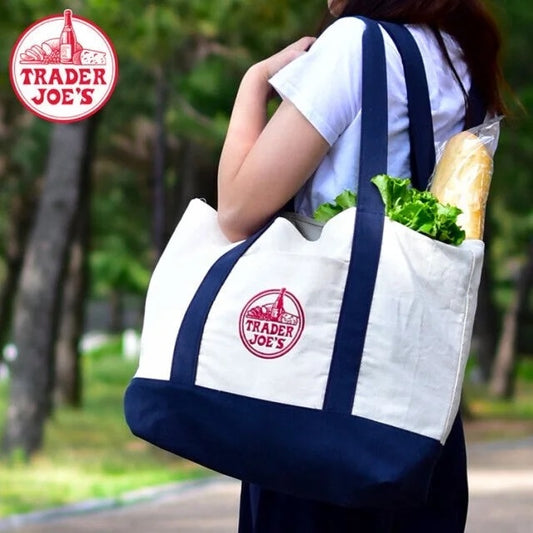 超市里的大明星 Large Trader Joe's Canvas Bag