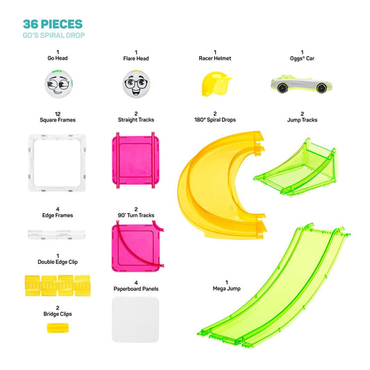 美国情景磁力赛道大型颗粒防吞咽Squaregles-Go's Spiral Drop