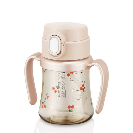 韩国Grosmimi Cherrish Weighted PPSU Straw Cup - 200mL - Rose Gold