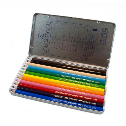 日本百年文具Tombow-1500 Series Colored Pencils - 12PC Set