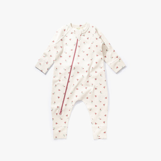 加拿大Sapling Child Winter Rose Waffle Zip Romper-有机棉华夫系列