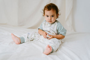 Nest Designs Raglan Bamboo Pima Short Sleeve Footed Sleep Bag 0.6 TOG -The Ant & The Grasshopper