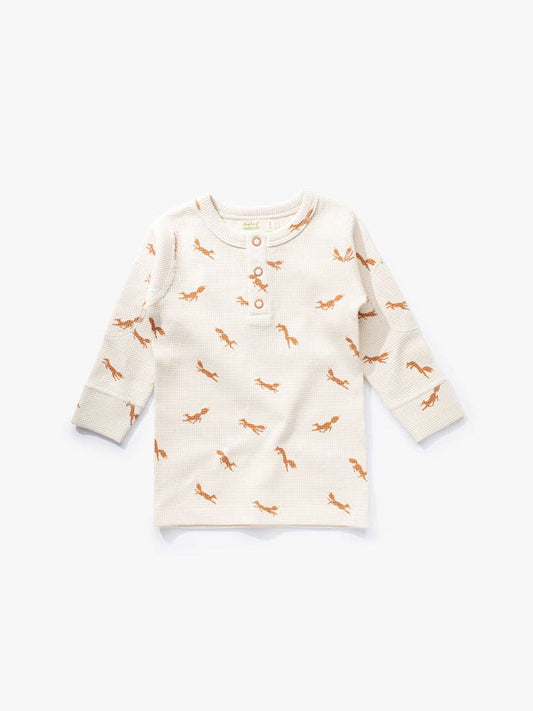 加拿大Sapling Child Fox Waffle Long Sleeve Tee-有机棉华夫系列