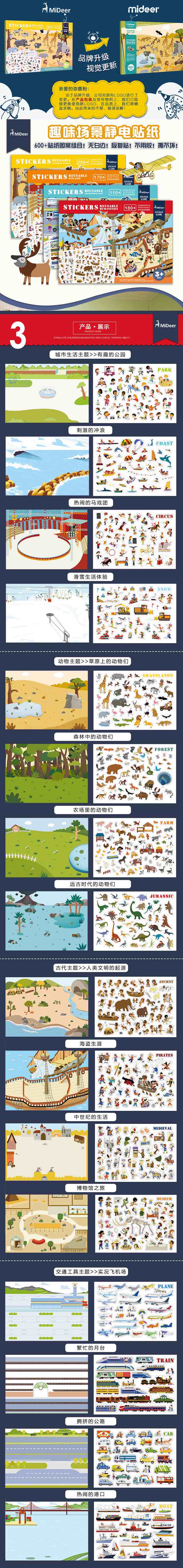 弥鹿趣味场景反复贴静电贴纸【交通】3岁以上