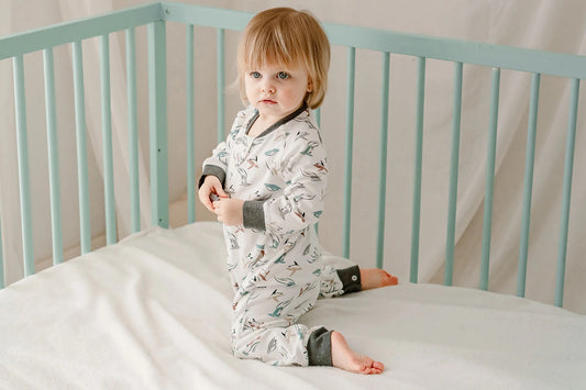 Nest Designs Organic Cotton Long Sleeve Footed Sleep Bag 1.0 TOG - Rainbow Swim