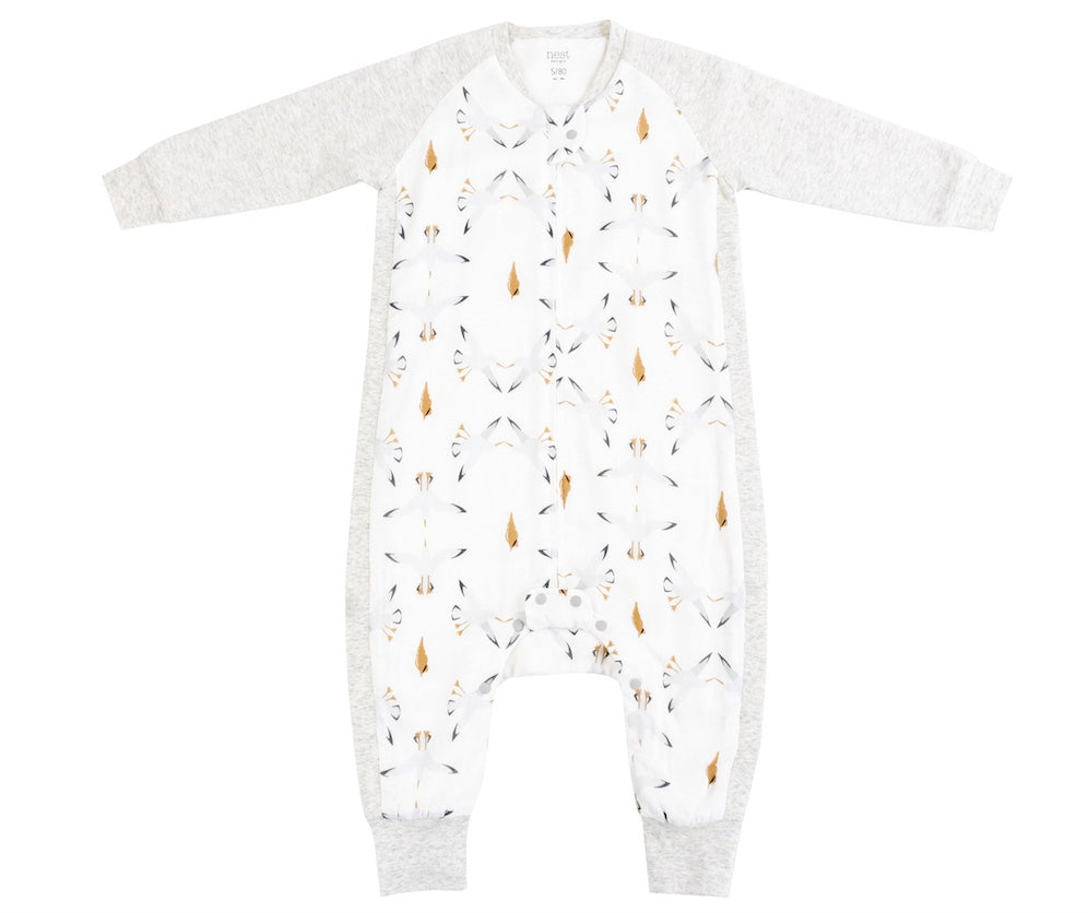 Nest Designs Bamboo Long Sleeve Footed Sleep Bag 1.0 TOG - Seagulls & Seashells