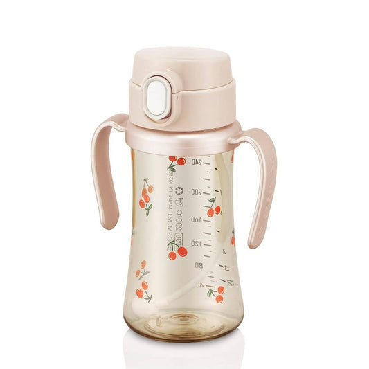 韩国Grosmimi Cherrish Weighted PPSU Straw Cup - 300ml - Rose Gold