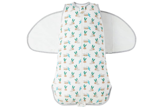 Nest Designs Organic Cotton Swaddle Sleep Bag 1.0 TOG - Lazy Rabbits(0-6M)