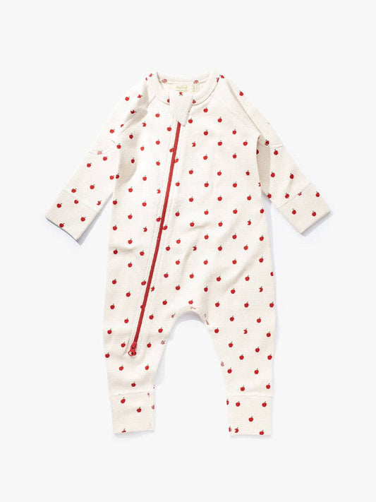 加拿大Sapling Child Apple Waffle Zip Romper-有机棉华夫系列