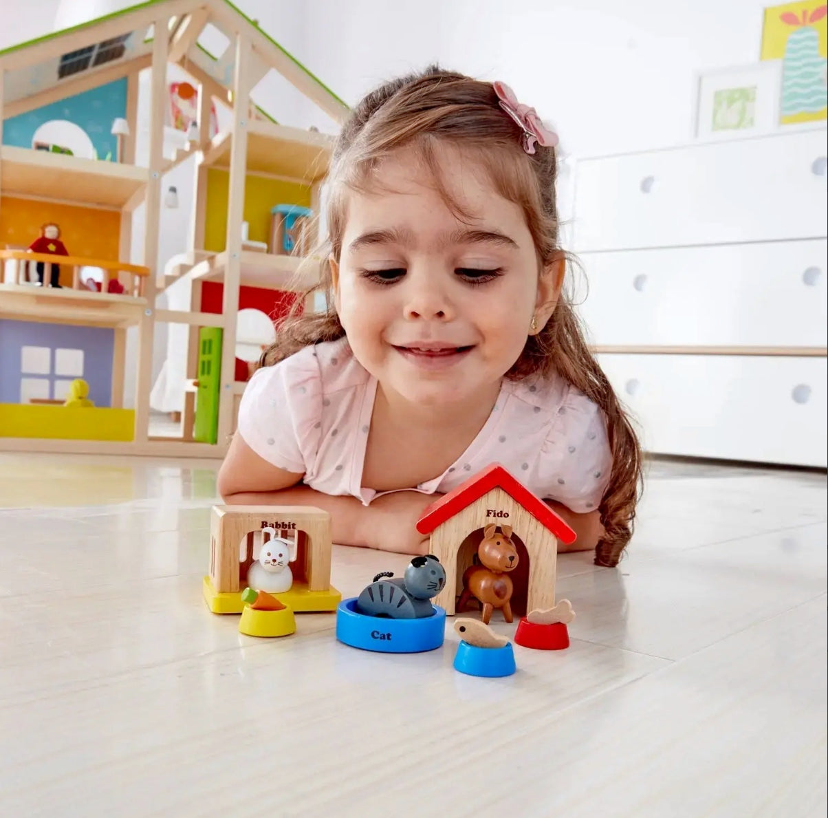 Hape Family Pets Wooden Dollhouse Animal Set超可爱宠物小木屋玩具