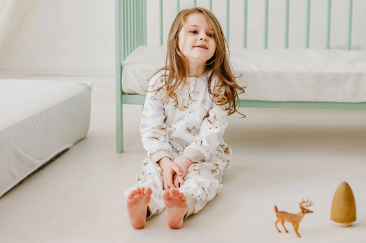 Nest Designs 1.0 TOG Organic Cotton Long Sleeve Footed Sleep Bag - Gazelle Sky