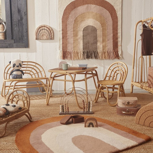 丹麦OYOY巧克彩虹手工羊毛地毯