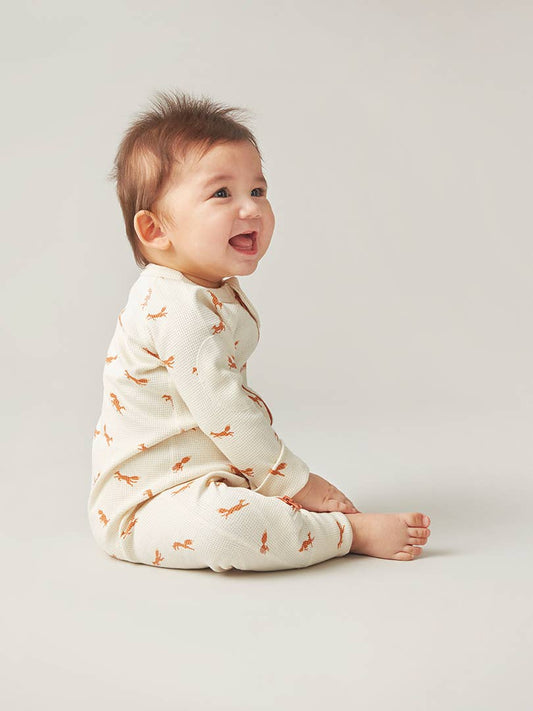 加拿大Sapling Child Fox Waffle Zip Romper-有机棉华夫系列