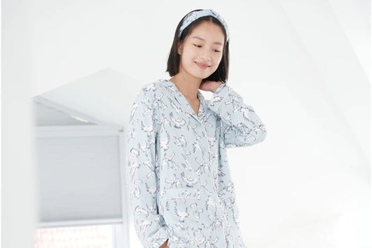 Nest Designs-Women's Bamboo Long sleeve Button-up PJ Set - Guess Hoo