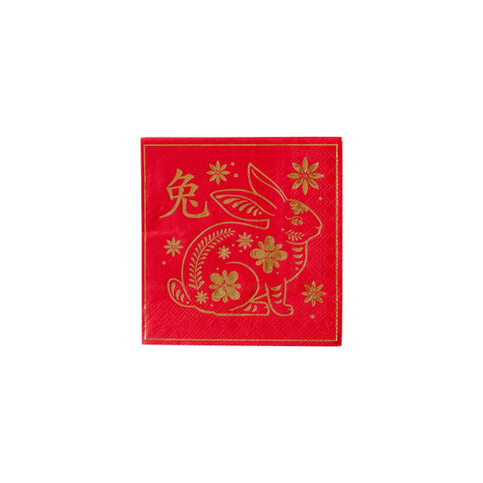 美国My Mind’s Eye Lunar New Year Foiled Rabbit Cocktail Napkin
