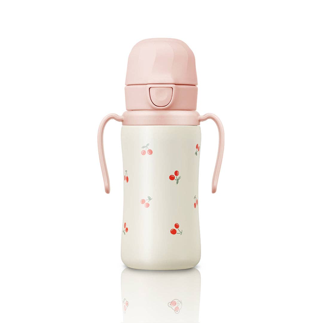 韩国Grosmimi Stainless Steel Straw Cup with Flip Top- Cherry 300ml