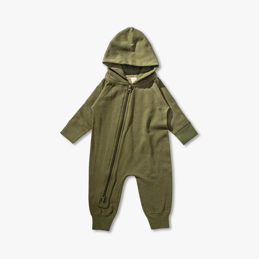 加拿大Sapling Child Mistletoe Green Winter Zipsuit-有机棉华夫系列
