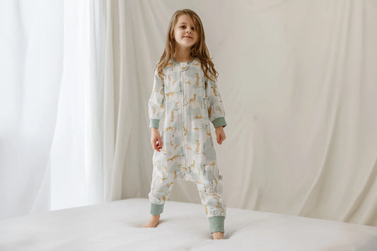 Nest Designs 0.6 TOG Bamboo Pima Long Sleeve Footed Sleep Bag - Cheetah Party