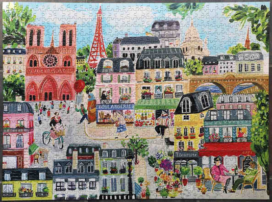 美国eeBoo绝美插画拼图 Paris in a Day 1000 Piece Rectangle Puzzle
