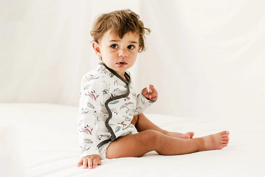 Nest Designs Organic Cotton Kimono Long Sleeve Onesie - Rainbow Swim