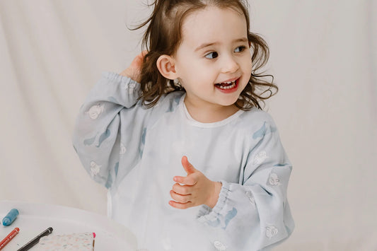 Nest Designs Bamboo Long Sleeve Bib Cover - Beluga Boogie