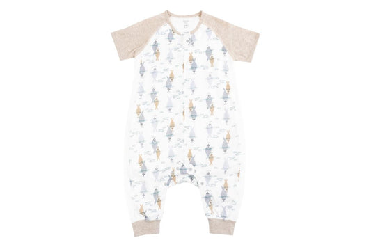 Nest Designs-0.6 TOG Raglan Bamboo Pima Short Sleeve Sleep Suit- Ocean Float