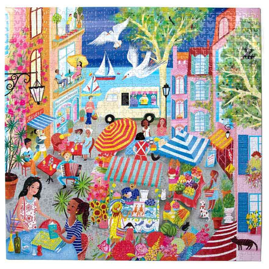美国eeBoo绝美插画拼图 Marketplace in France 1000 Piece Puzzle