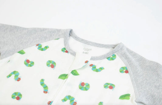 Nest Designs x Eric Carle 0.6Tog竹纤维短袖连体衣-好饿毛毛虫