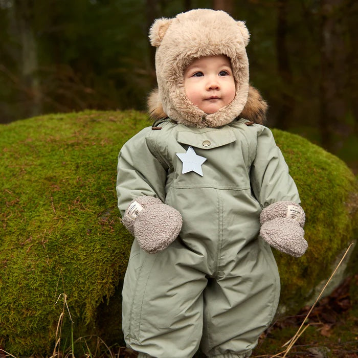 丹麦Mini A Ture- Lien fleece lined winter hood9440-GREY BROWN