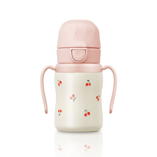 韩国Grosmimi Stainless Steel Straw Cup with Flip Top- Cherry 200ml