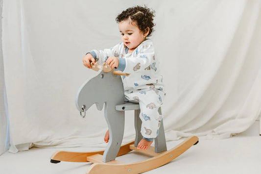 Nest Designs Organic Cotton One-Piece Zip Footless Sleeper - Rhino Hippo