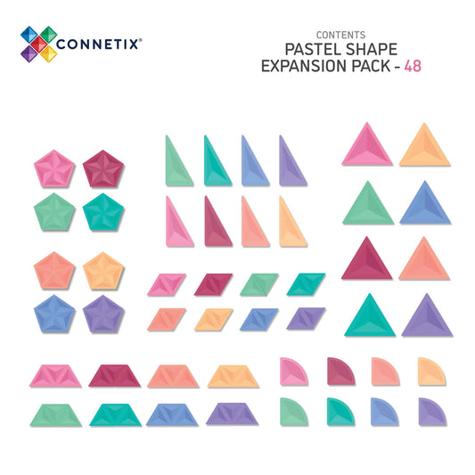 澳洲Connetix磁力片天花板-48pc Pastel Shape Expansion Pack