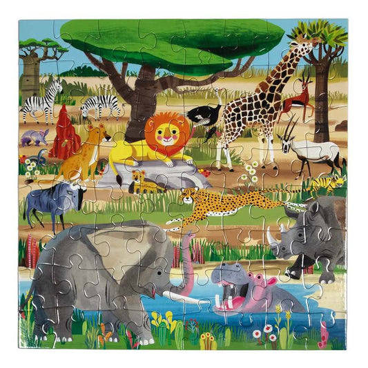美国eeBoo绝美插画拼图 Savanna 64 Piece Puzzle儿童拼图
