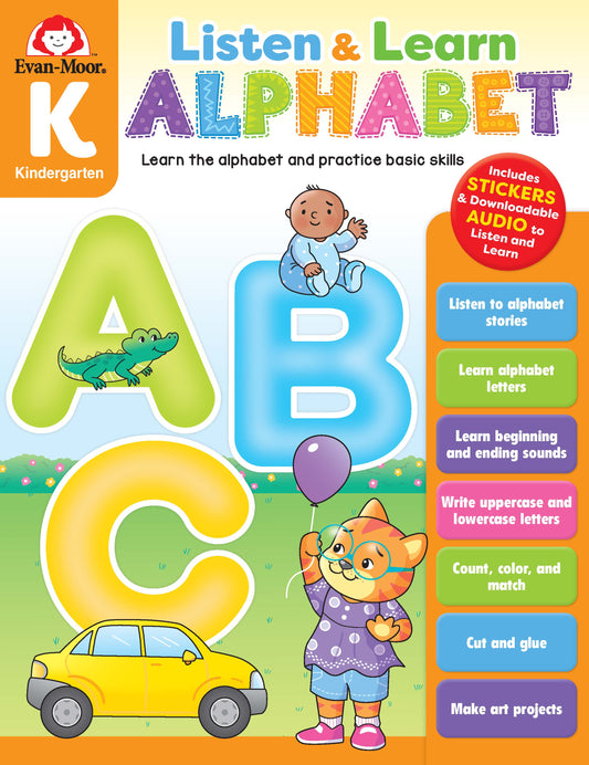 北美黄冈Evan-Moor Listen and Learn: Alphabet, Grade K Workbook