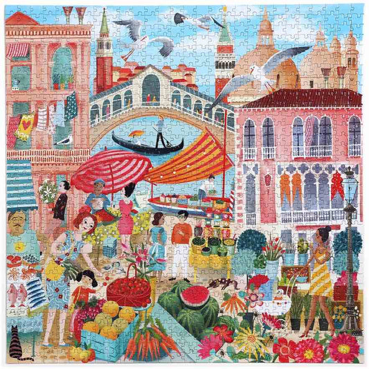美国eeBoo绝美插画拼图 Venice Open Market 1000 Piece Puzzle