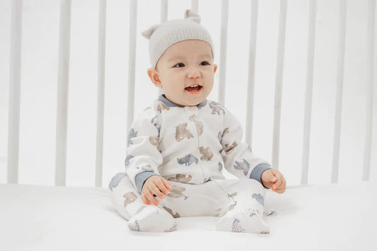 Nest Designs Organic Cotton One-Piece Zip Footed Sleeper - Rhino Hippo
