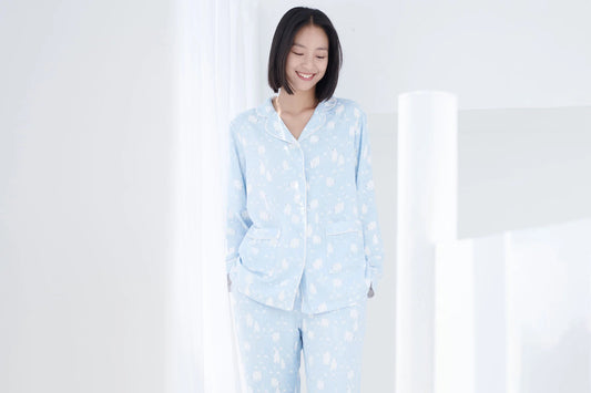 Nest Designs Women's Bamboo Long sleeve Button-up PJ Set - Snowy Peaks
