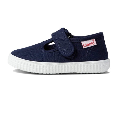 西班牙Cienta Shoes Velcro T-Strap - Navy Blue