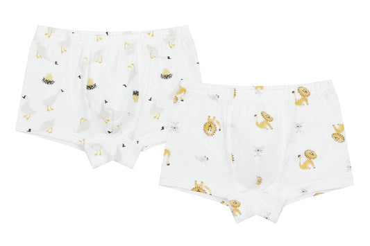 Nest Designs Bamboo Boys Boxer Briefs Underwear (2 Pack) - The Lion & The Goose