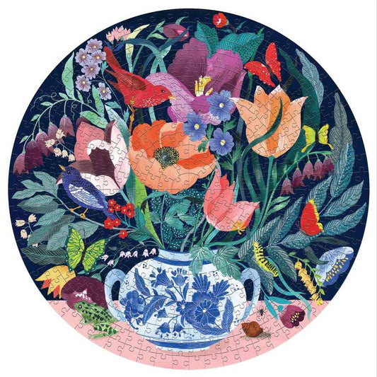 美国eeBoo绝美插画拼图 Still Life with Flowers 500 Piece Round Puzzle