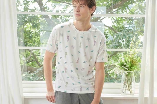 Nest Designs-Men's Bamboo Jersey Short Sleeve PJ Set - The Tortoise & The Hare