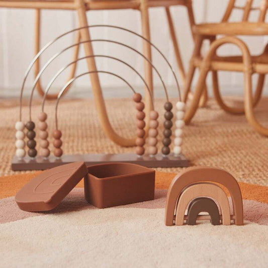 丹麦OYOY木制彩虹手摇铃-原木色