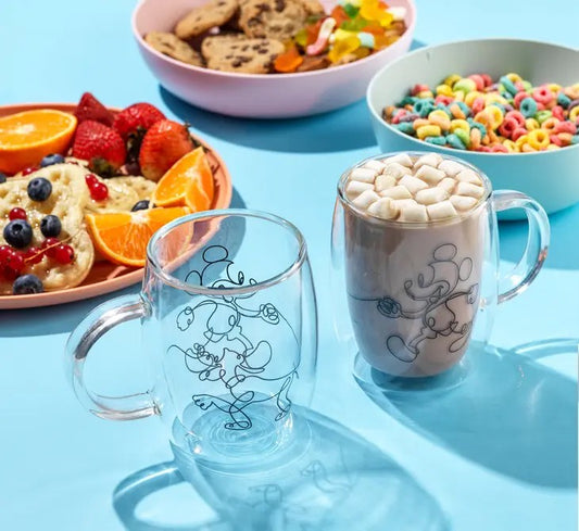 美国JoyJolt-Disney Mickey and Pluto Coffee Glasses-400ml-2个装