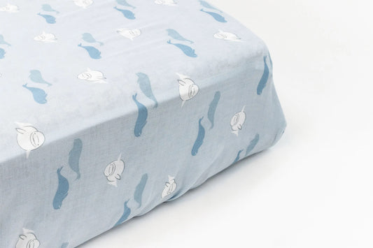 Nest Designs Fitted Bamboo Crib Sheet - Beluga Boogie