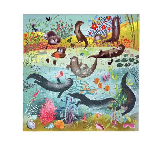 美国eeBoo绝美插画拼图 Otters at Play 64 Piece Puzzle儿童拼图
