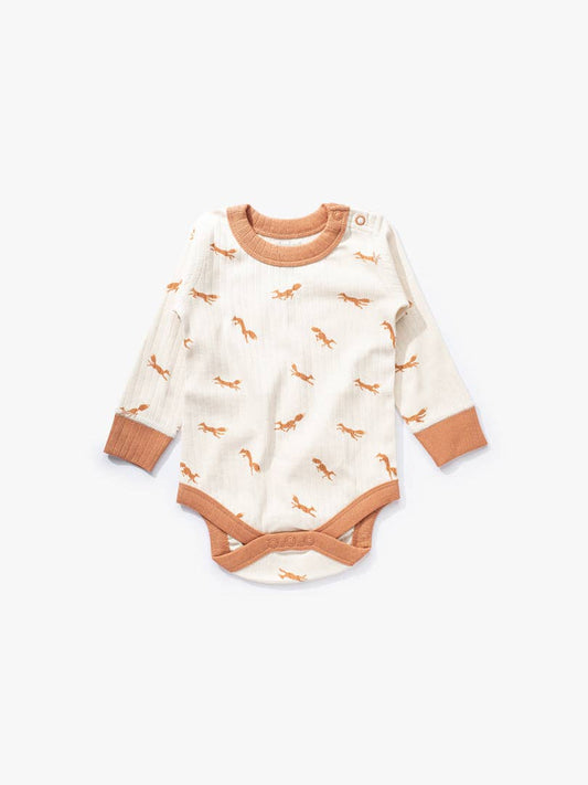 加拿大Sapling Child Fox Long Sleeve Bodysuit-有机棉华夫系列