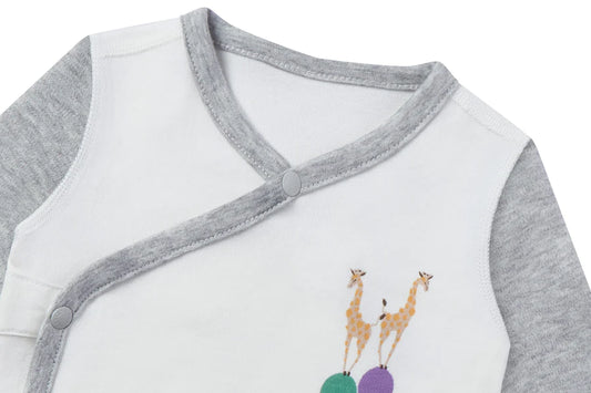 Nest Designs Organic Cotton Kimono Long Sleeve Onesie - Giraffe Shapes